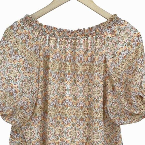 Show Me Your Mumu Women’s Kirby Floral Puff Short Sleeve Blouse Yellow Sz Medium - Picture 6 of 10